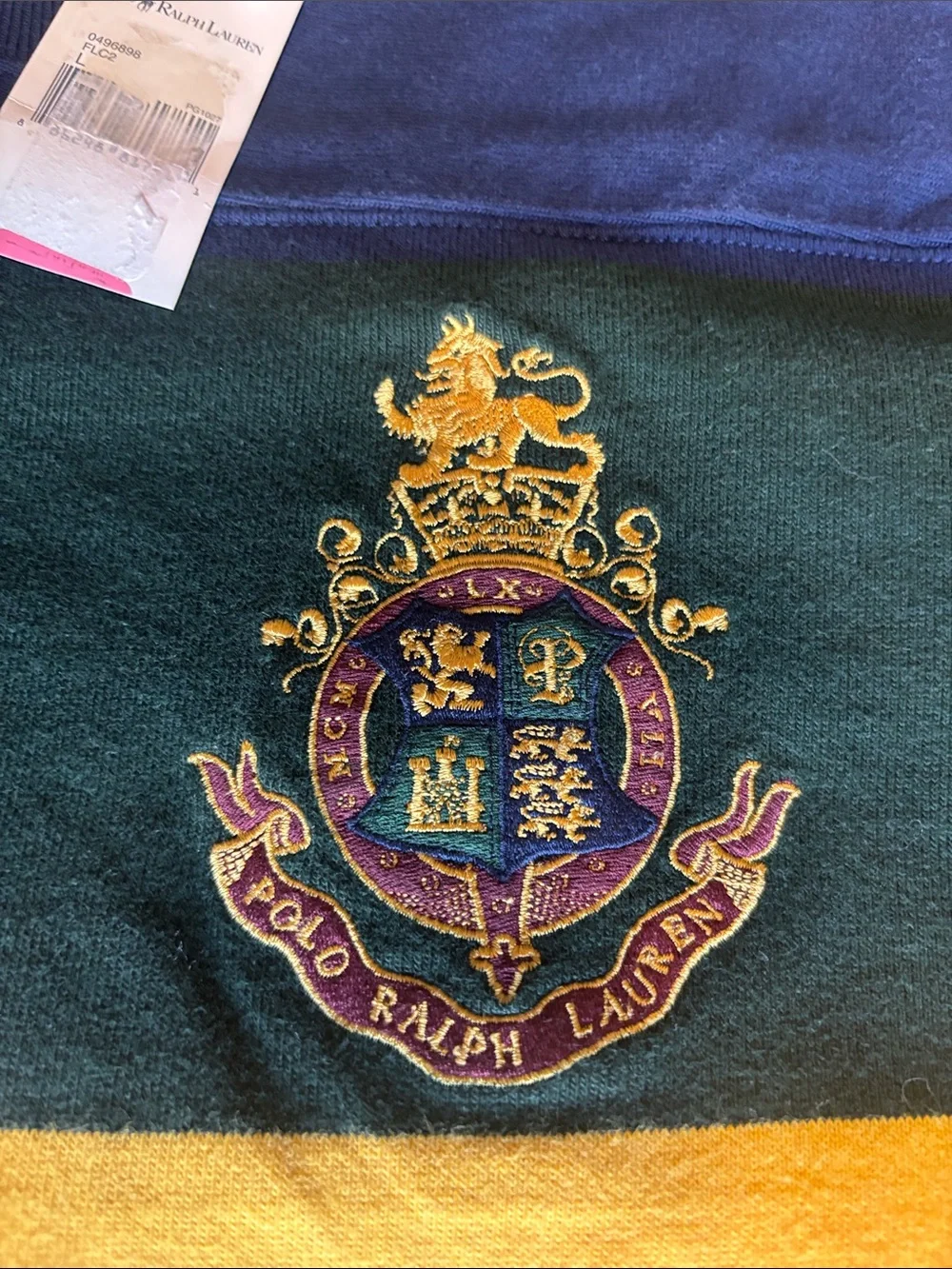 Ralph Lauren Polo Rugby Long-Sleeve Stripe Crewneck - Navy, Green, Yellow - Picture 10 of 12